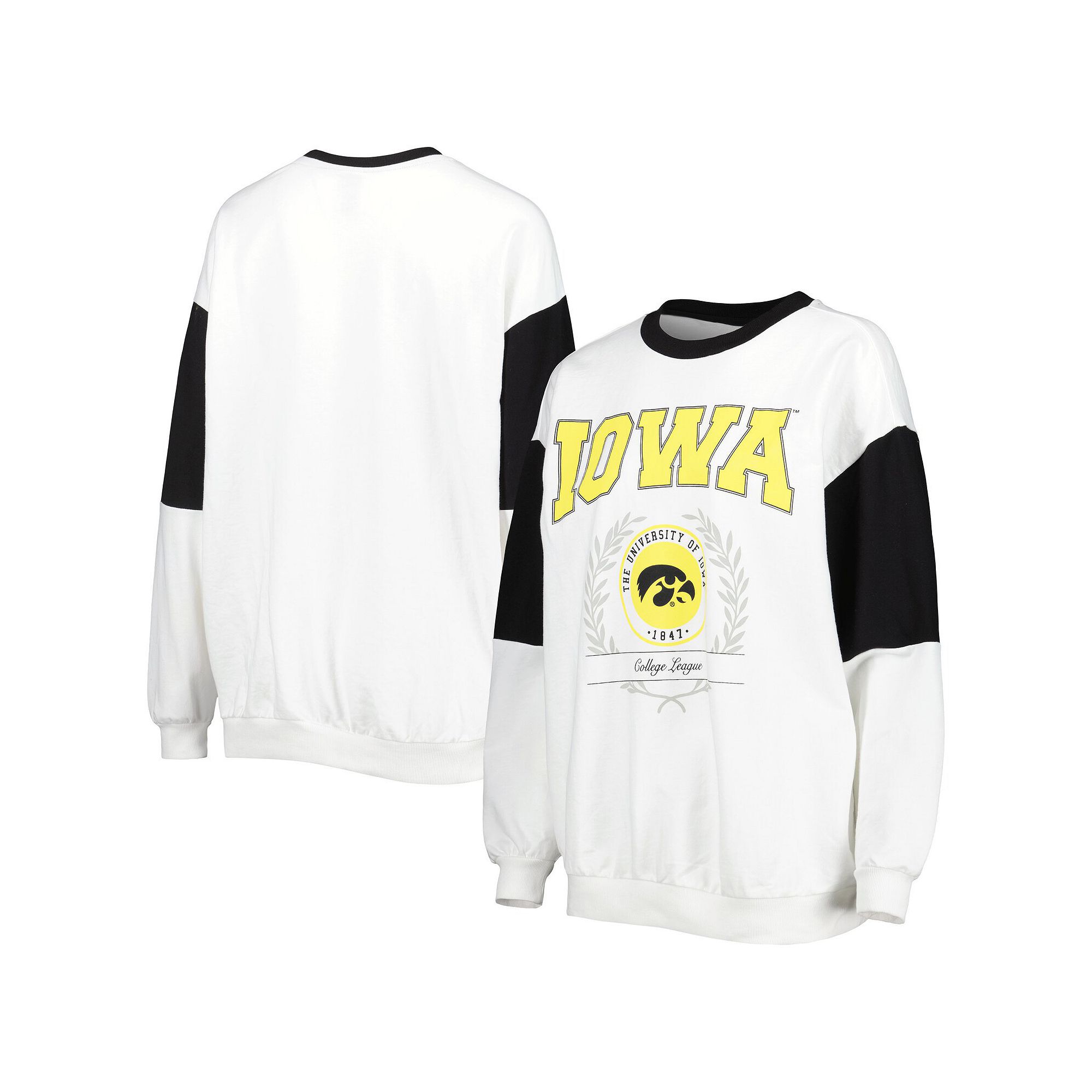 Womens Gameday Couture White Iowa Hawkeyes Its A Vibe Dolman Pullover Swe