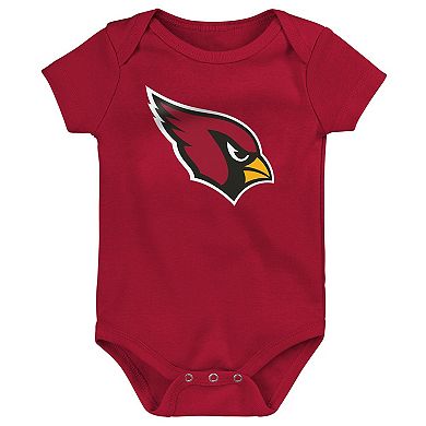 Infant Cardinal/Black/Heathered Gray Arizona Cardinals 3-Pack Game On Bodysuit Set