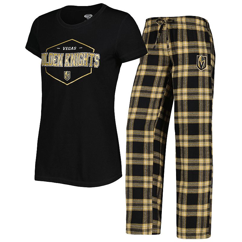 Womens Concepts Sport Black/Gold Vegas Golden Knights Badge T-Shirt & Pant