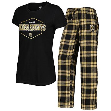 Women's Concepts Sport Black/Gold Vegas Golden Knights Badge T-Shirt & Pants Sleep Set