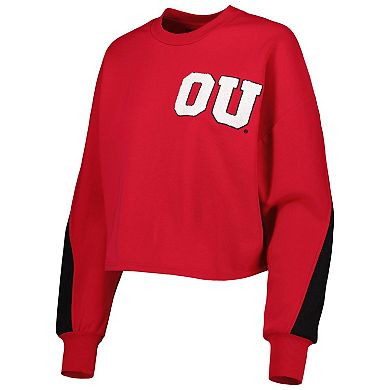 Women's Gameday Couture Crimson Oklahoma Sooners Back To Reality Colorblock Pullover Sweatshirt