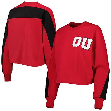 Women's Gameday Couture Crimson Oklahoma Sooners Back To Reality Colorblock Pullover Sweatshirt