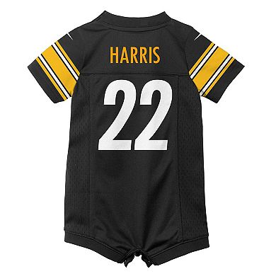 Newborn & Infant Nike Najee Harris Black Pittsburgh Steelers Game Romper Jersey