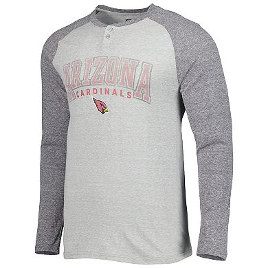 Men's Concepts Sport Heather Gray Arizona Cardinals Ledger Raglan Long Sleeve Henley T-Shirt