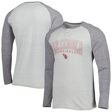 Men's Concepts Sport Heather Gray Arizona Cardinals Ledger Raglan Long Sleeve Henley T-Shirt