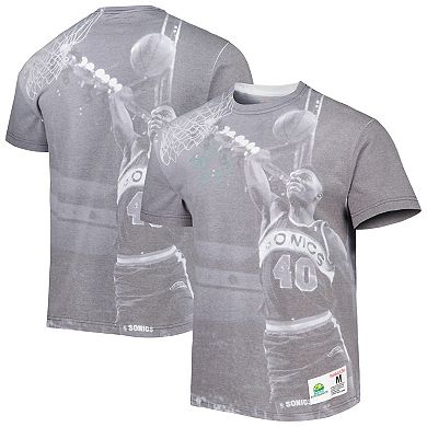 Men's Mitchell & Ness Shawn Kemp Gray Seattle SuperSonics Above The Rim Sublimated T-Shirt