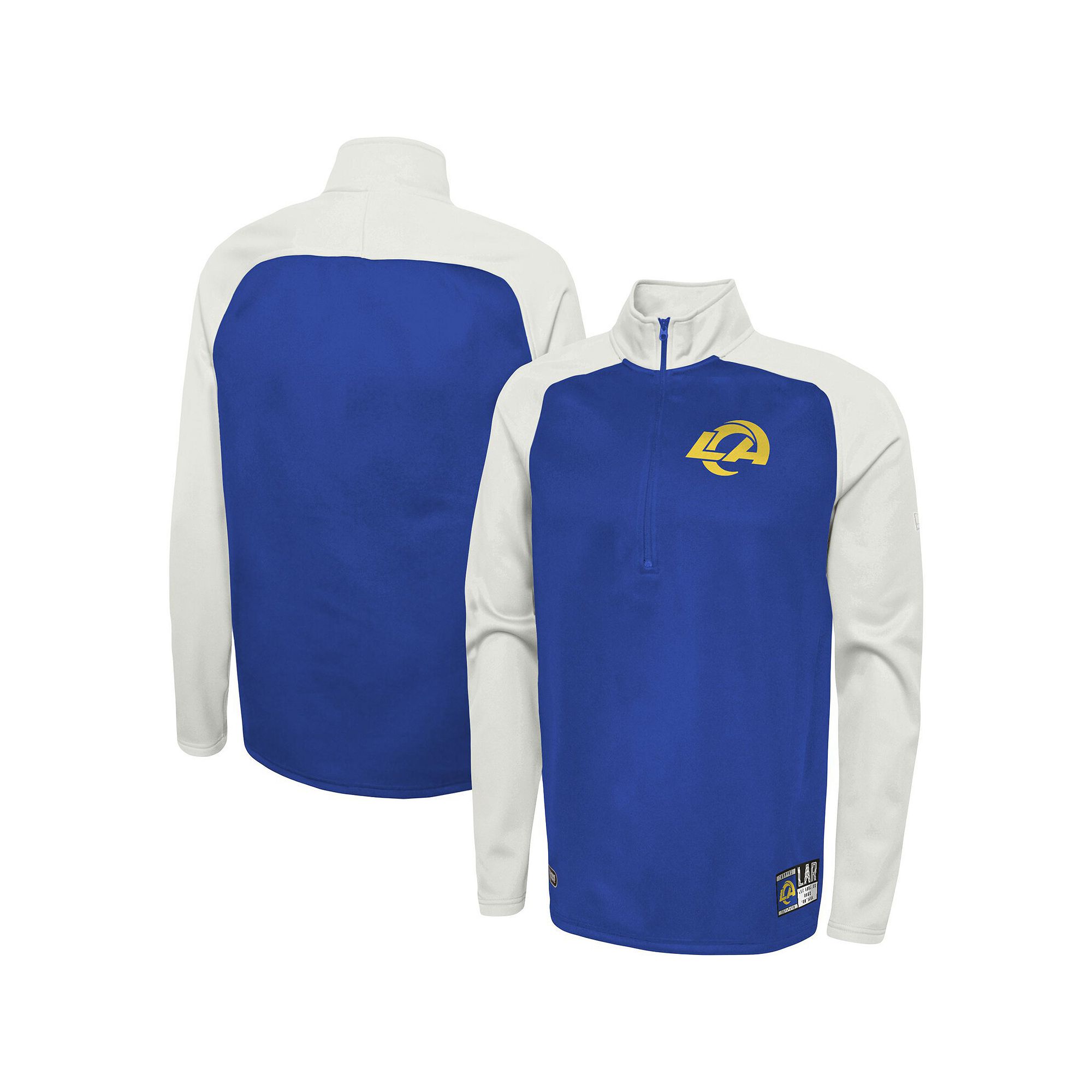 Mens New Era Royal Los Angeles Rams Combine Authentic O-Line Raglan Half-Z