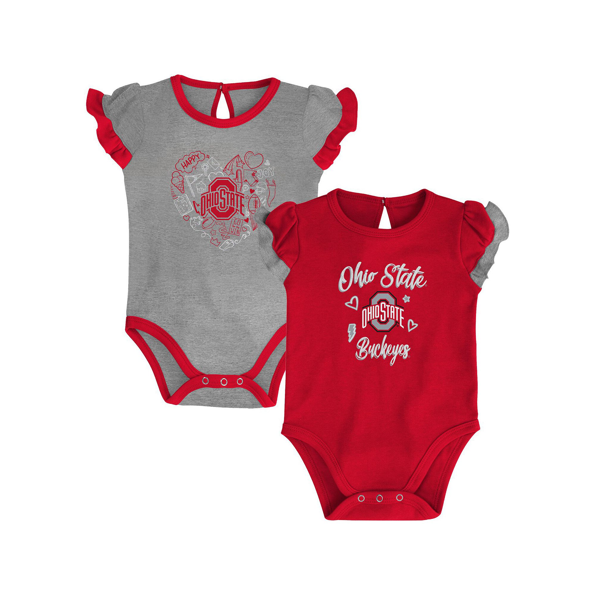 Girls Newborn & Infant Scarlet/Heather Gray Ohio State Buckeyes Too Much Lo