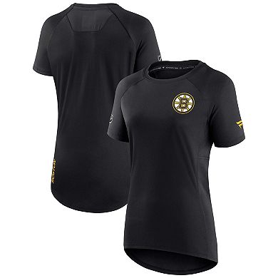 Women's Fanatics Branded Black Boston Bruins Authentic Pro Rink Raglan Tech T-Shirt