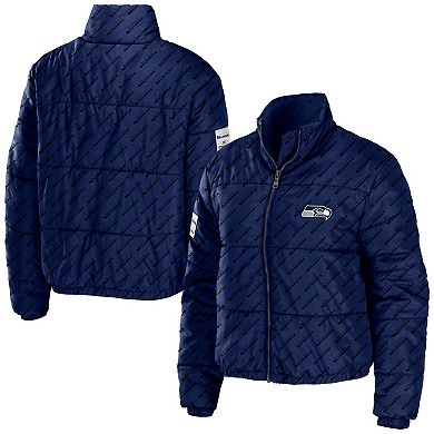 Women's WEAR by Erin Andrews College Navy Seattle Seahawks Puffer Full-Zip Jacket
