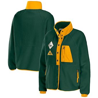 Women's WEAR by Erin Andrews Green Green Bay Packers Polar Fleece Raglan Full-Snap Jacket