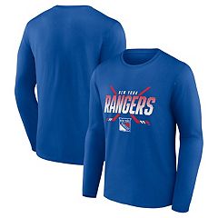 Men's Starter Red/Royal New York Rangers Cross Check Jersey V-Neck Long Sleeve T-Shirt Size: Large