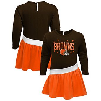 Girls Infant Brown/Orange Cleveland Browns Heart to Heart Jersey Tri-Blend Dress