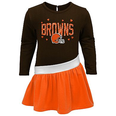 Girls Infant Brown/Orange Cleveland Browns Heart to Heart Jersey Tri-Blend Dress