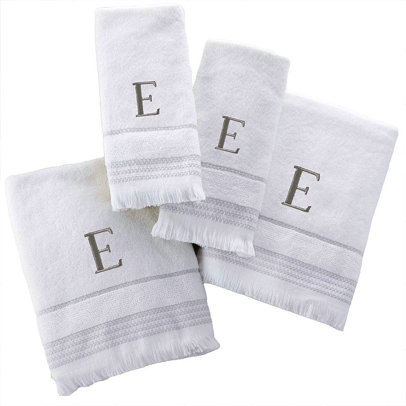 SKL Home Monogram Bath & Hand Towel 4-Piece Set, White