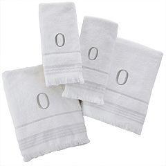 SKL Home Casual Monogram M Hand Towel Set, White, 2 Pc.