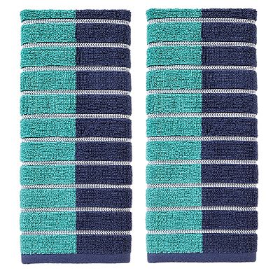 SKL Home Colorblock Striped Hand Towel & Good Vibes Speckled Terrazo Soap Pump Set