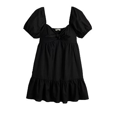 Juniors' Speechless Bow Front Smocked Back Dress