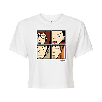 Juniors' Daria Grid Cropped Graphic Tee