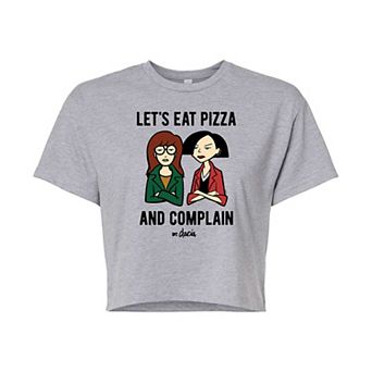 Juniors' Daria Eat Pizza & Complain Cropped Graphic Tee