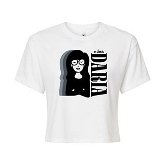 Juniors' Daria Gray Headshot Cropped Graphic Tee