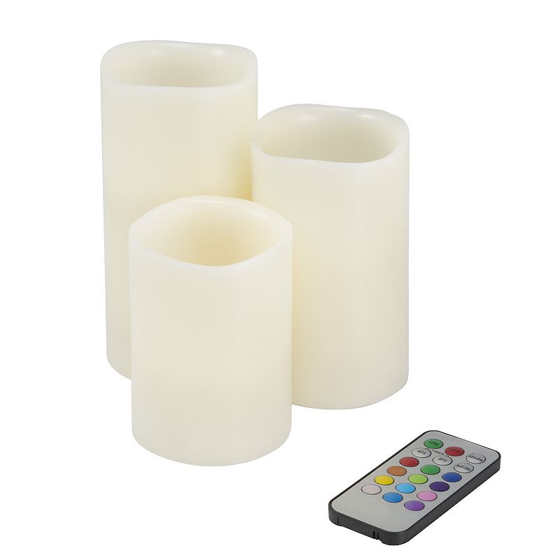 Lavish Home LED Color Changing Flameless Pillar Candle & Remote 4-piece Set