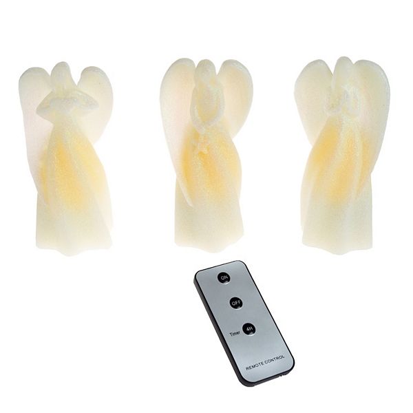 Lavish Home LED Rose Scented 3piece Flameless Angel Candle Set with