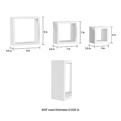 Lavish Home Floating Cube Wall Shelf 3-piece Set