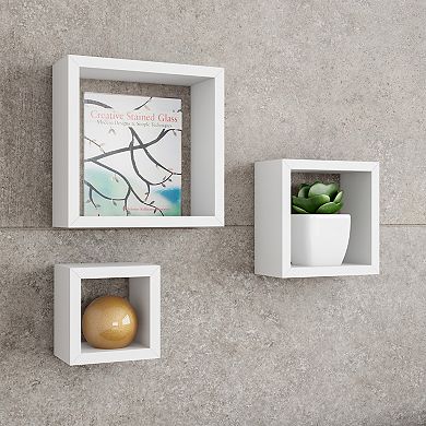 Lavish Home Floating Cube Wall Shelf 3-piece Set
