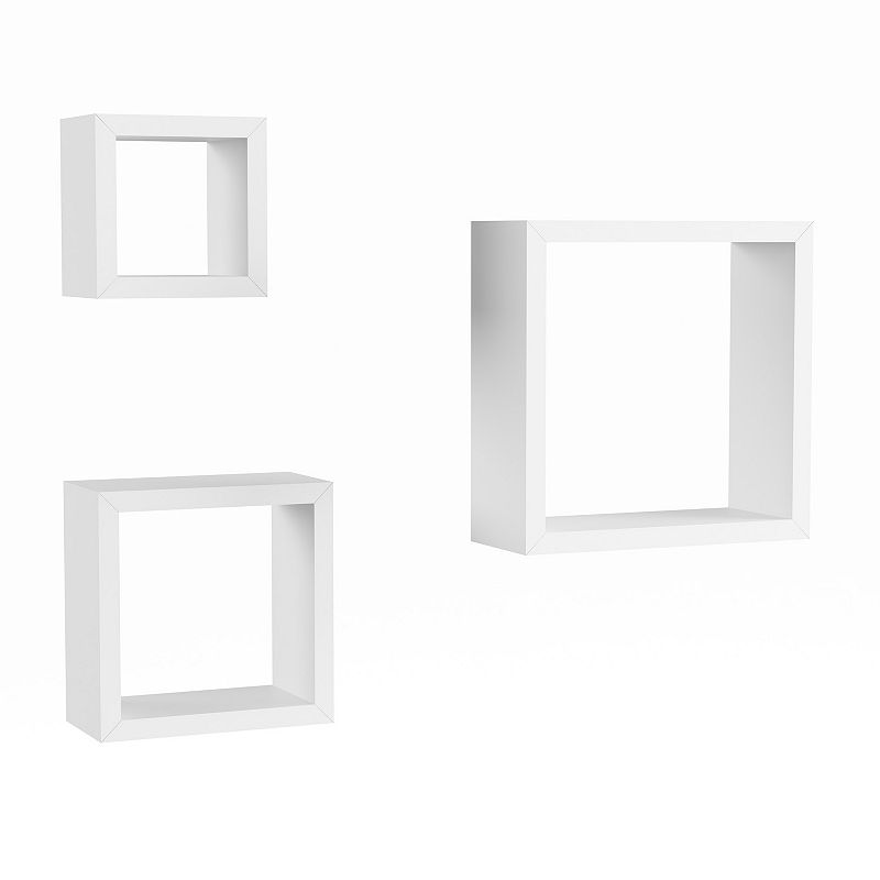 Lavish Home Floating Cube Wall Shelf 3-piece Set, White