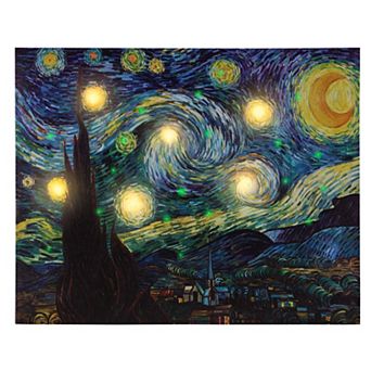 Lavish Home LED Lighted Vincent van Gogh Starry Night Canvas Wall Art