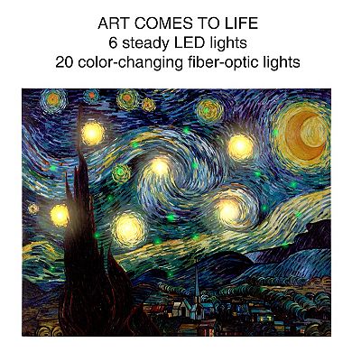 Lavish Home LED Lighted Vincent van Gogh Starry Night Canvas Wall Art