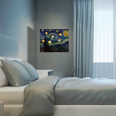 Lavish Home LED Lighted Vincent van Gogh Starry Night Canvas Wall Art