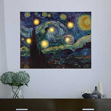 Lavish Home LED Lighted Vincent van Gogh Starry Night Canvas Wall Art