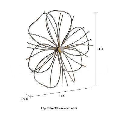 Lavish Home Contemporary Metal Layered Wire Flower Wall Decor