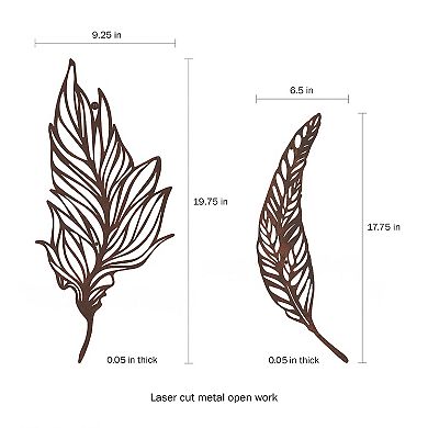 Lavish Home Laser-Cut Metal Feather 2-piece Wall Decor Set
