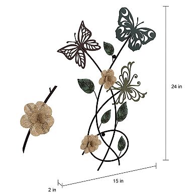 Lavish Home Garden Butterfly Metal Wall Art
