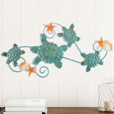 Lavish Home Sea Turtles, Shells & Starfish Metal Wall Art