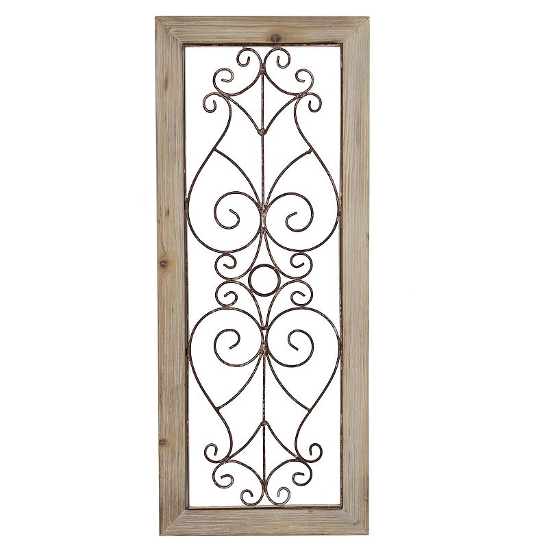 Lavish Home Decorative Swirls & Scrolls Metal & Wood Wall Decor, Brown