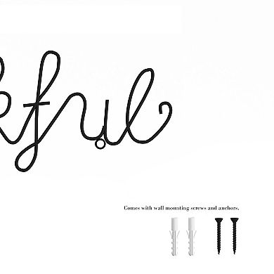 Lavish Home Metal "Be Thankful" Cursive Cutout Sign Wall Decor