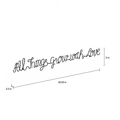 Lavish Home Metal "All Things Grow With Love" Cursive Cutout Sign Wall Decor