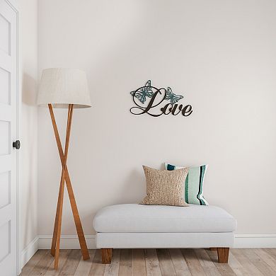 Lavish Home Metal "Love" Cursive Cutout & Butterfly Wall Art