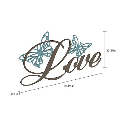 Lavish Home Metal "Love" Cursive Cutout & Butterfly Wall Art