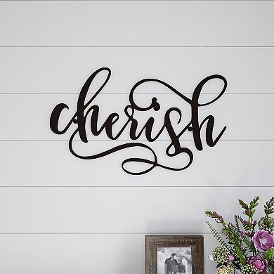 Lavish Home Metal Cutout Cursive "Cherish" Wall Decor