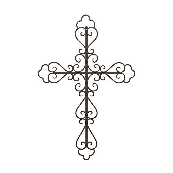 Lavish Home Metal Fleur-De-Lis Cross Wall Decor