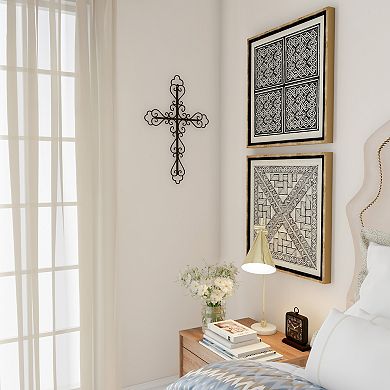 Lavish Home Metal Fleur-De-Lis Cross Wall Decor