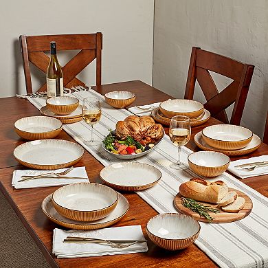 Tabletops Gallery Jura Caramel Reactive Glaze Stoneware 16-pc. Dinnerware Set