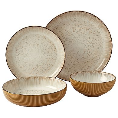 Tabletops Gallery Jura Caramel Reactive Glaze Stoneware 16-pc. Dinnerware Set