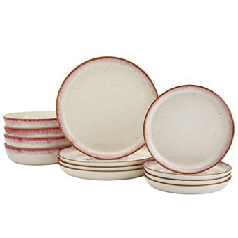 Tabletops Gallery Hanover Berry Reactive Glaze Stoneware 12 pc Dinnerware Set