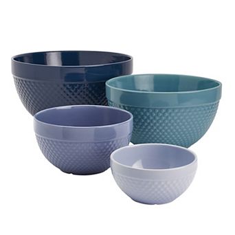 Tabletops Gallery Hobnail 4 pc Blue Storm Nesting Mixing Bowl Set